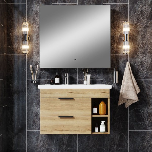 Мебель для ванной комнаты Onika Легран 80.13 R дуб галифакс, зеркало DIWO Элиста