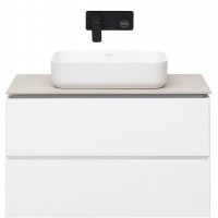 Тумба с раковиной Allen Brau Infinity 85 подвесная, белый матовый, столешница бежевая