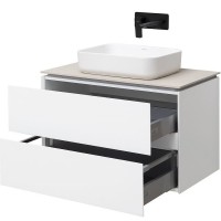 Тумба с раковиной Allen Brau Infinity 85 подвесная, белый матовый, столешница бежевая