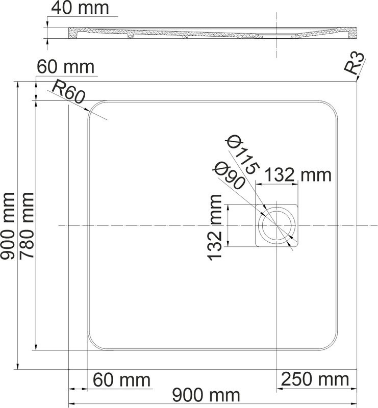 Поддон для душа Wasserkraft Rhin 44T03 90x90, с сифоном