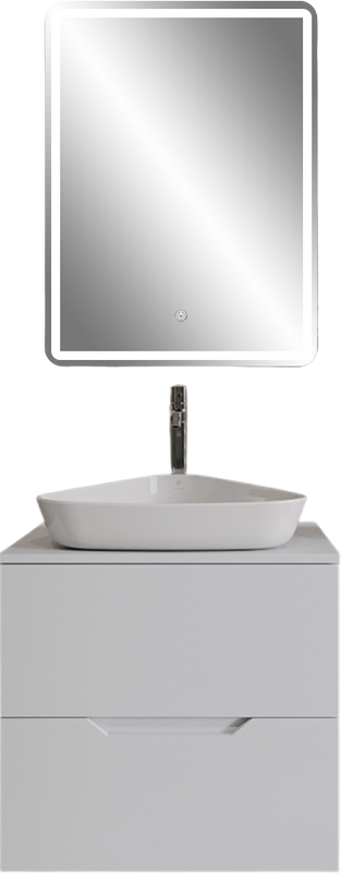 Мебель для ванной комнаты Orange Line 60 подвесная, 2 ящика, матовая белая с раковиной B07-500W