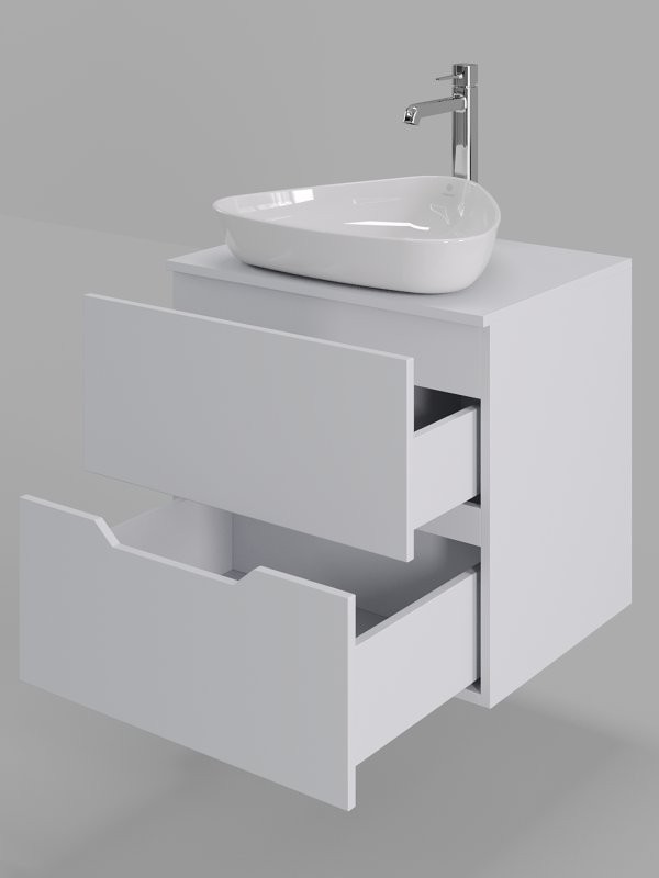 Мебель для ванной комнаты Orange Line 60 подвесная, 2 ящика, матовая белая с раковиной B07-500W