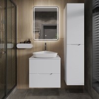 Мебель для ванной комнаты Orange Line 60 подвесная, 2 ящика, матовая белая с раковиной B07-500W