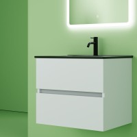 Тумба с раковиной Sancos Urban 60 см белый глянец. черная рааковина