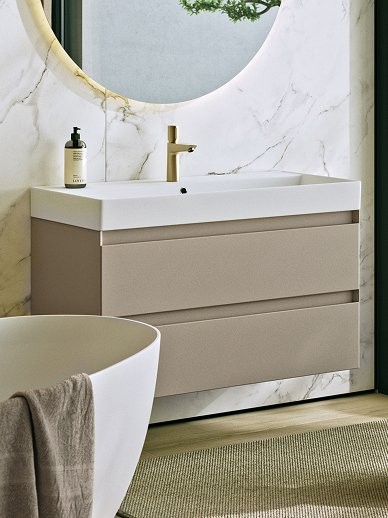 Тумба с раковиной Aqwella 5 stars Geometria 100 подвесная, 2 ящика, морская дюна