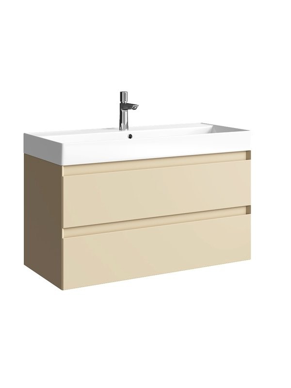 Тумба с раковиной Aqwella 5 stars Geometria 100 подвесная, 2 ящика, морская дюна