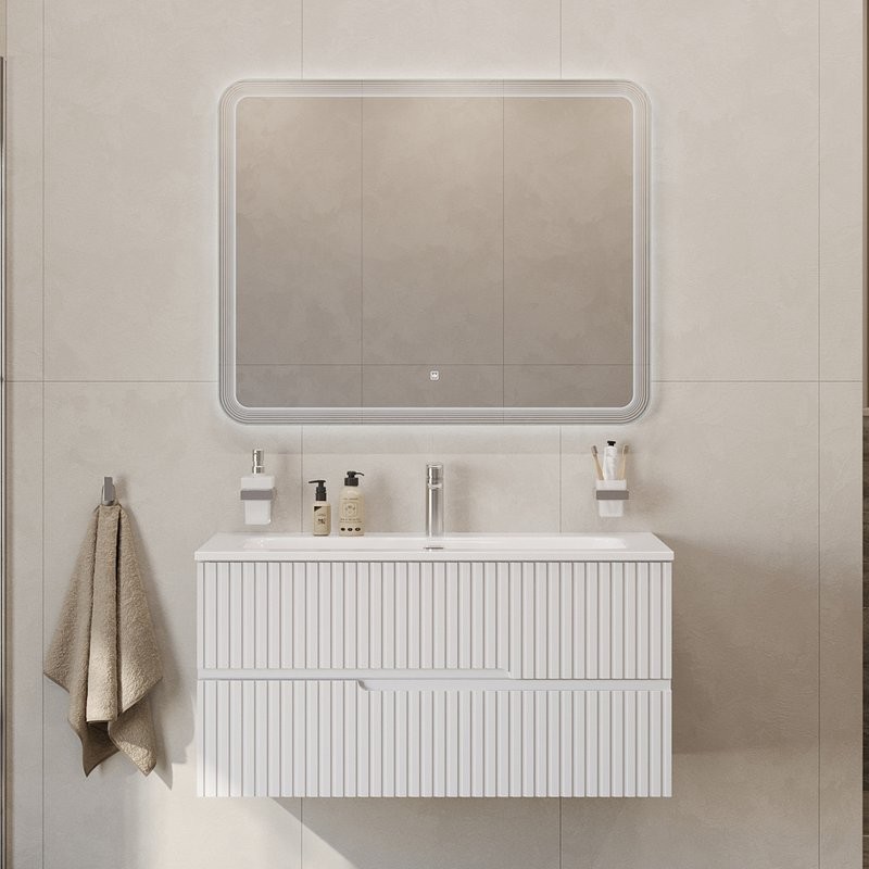 Тумба с раковиной Cezares Duet 100 bianco opaco, раковина Cezares CZR-8073-100