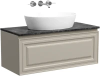 Тумба с раковиной Sancos Very 100 см, beige soft, столешница черный мрамор, раковина CN5018