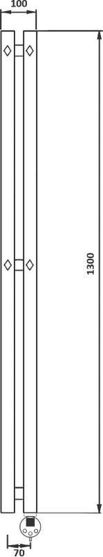 Полотенцесушитель электрический Secado Сандриго 2К 1300/70 135x10 см, подключение справа, хром, I-образный