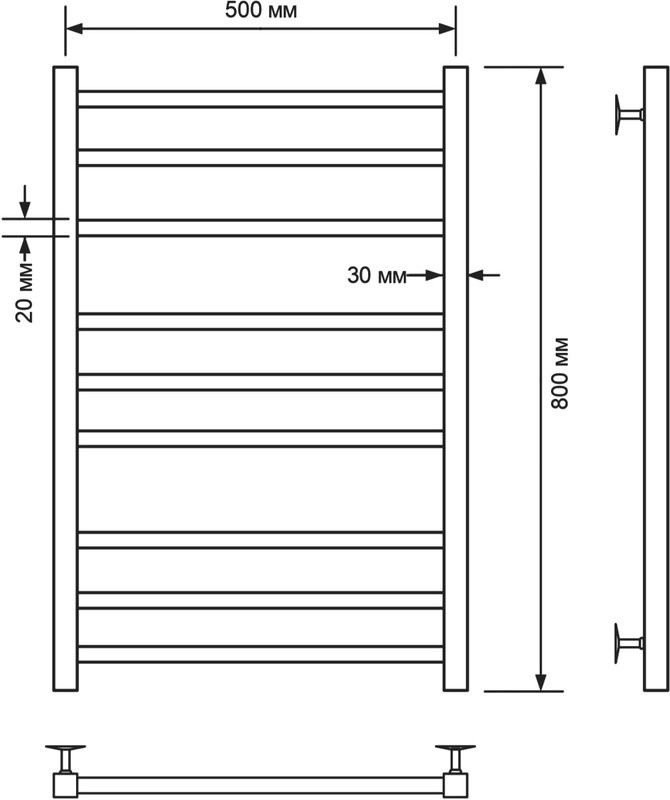 Полотенцесушитель водяной Comfysan Pioli-K W-8 80х50 80x55 см, черный матовый, лесенка