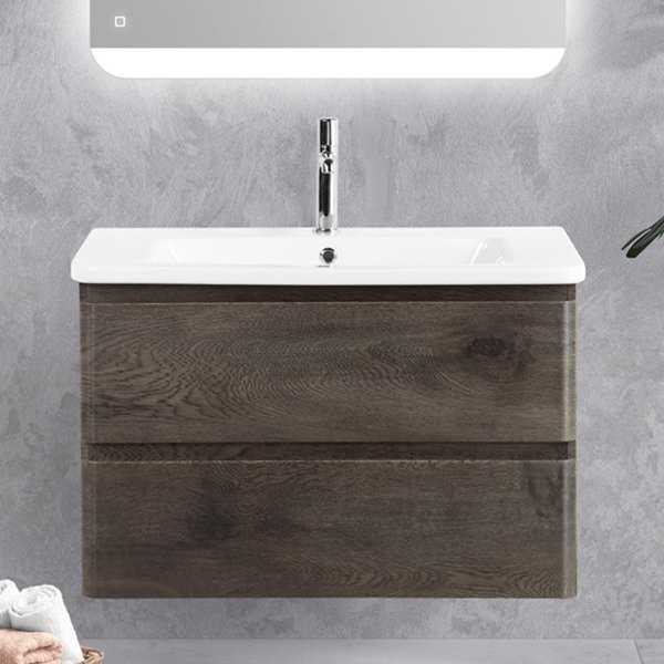 Тумба с раковиной BelBagno Albano-Cer 80 подвесная, robere nature grigio