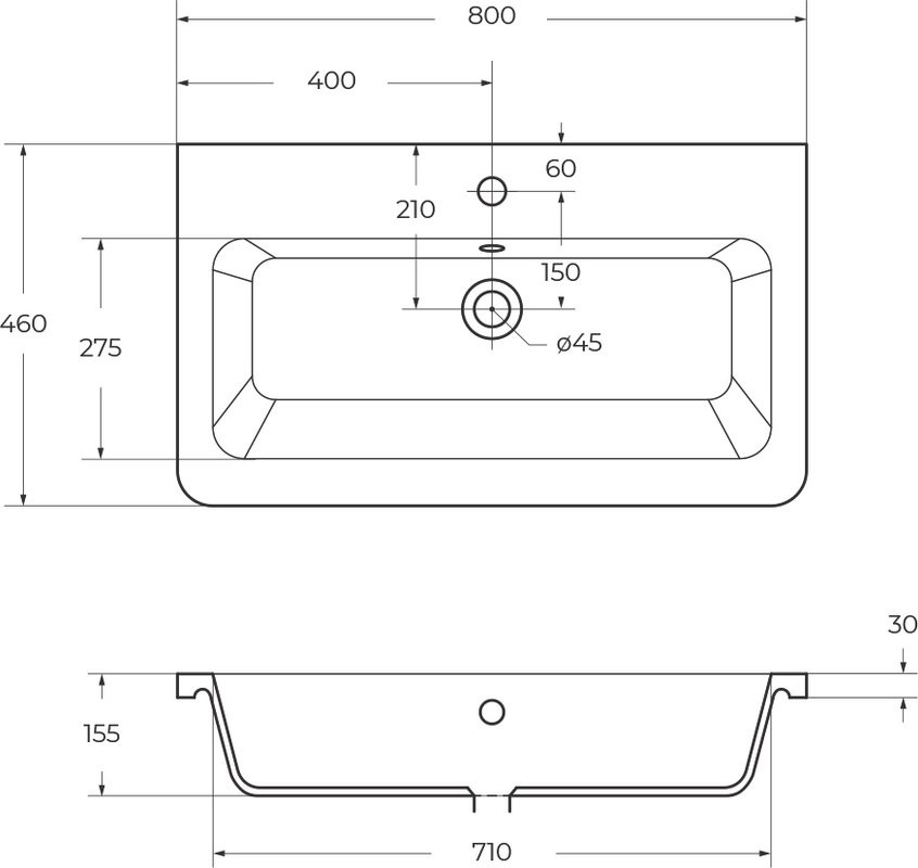 Тумба с раковиной BelBagno Albano-Cer 80 подвесная, robere nature grigio