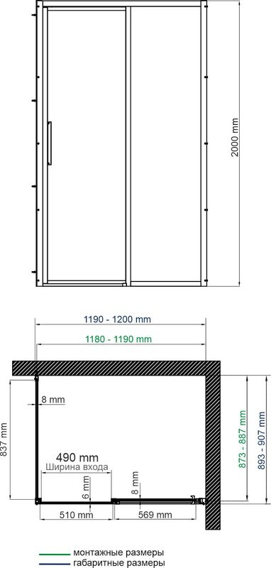 Душевой уголок Wasserkraft Lopau 32S 120х90 см, R