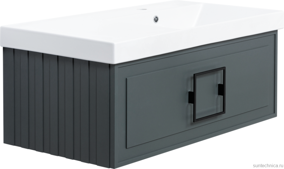 Мебель для ванной комнаты La Fenice Cubo 90 R серая, ручка черная