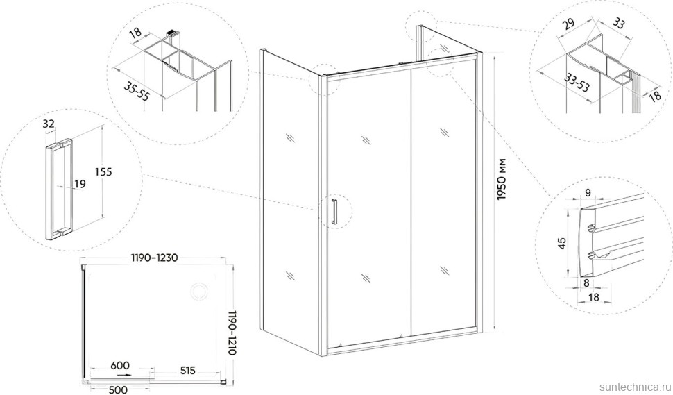 Душевой уголок Veconi Rovigo RV-046B 120x120