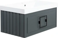 Мебель для ванной комнаты La Fenice Cubo 80 серая, ручка черная