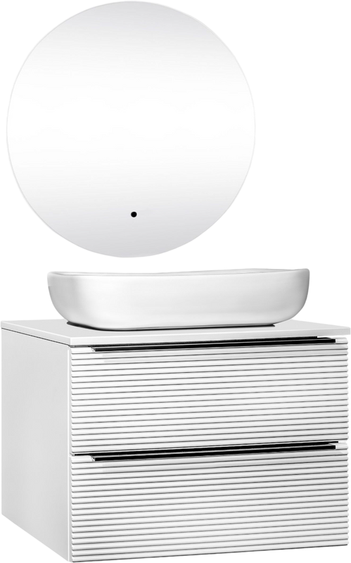 Мебель для ванной комнаты Runo Орлеан 70 белая матовая, белый глянец, раковина Cuatro 50