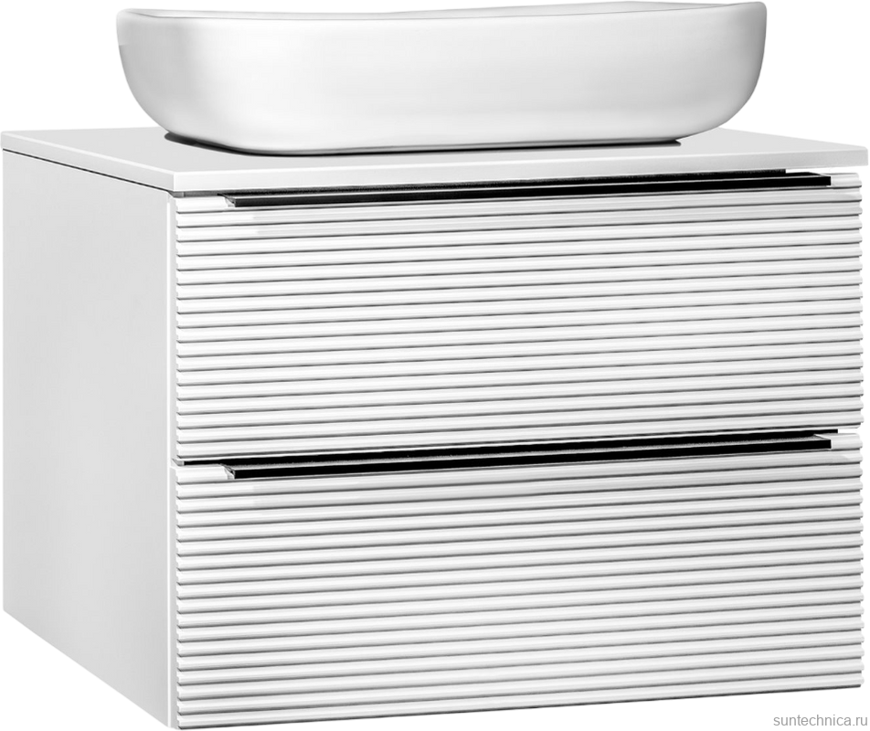 Мебель для ванной комнаты Runo Орлеан 70 белая матовая, белый глянец, раковина Cuatro 50