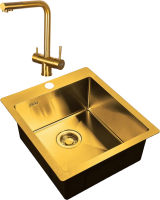 Комплект Мойка Zorg Light + Смеситель Inox SZR-7039 BRONZE бронза
