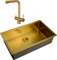 Комплект Мойка Zorg Light + Смеситель Inox SZR-7039 BRONZE бронза
