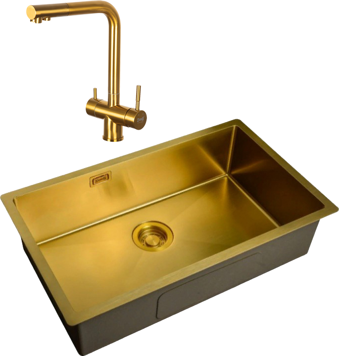 Комплект Мойка Zorg Light + Смеситель Inox SZR-7039 BRONZE бронза