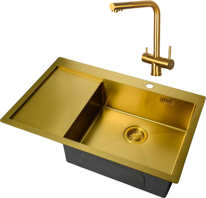 Комплект Мойка Zorg Light + Смеситель Inox SZR-7039 BRONZE бронза