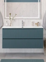 Тумба под раковину без столешницы BelBagno Uno 120 подвесная, 2 ящика, матовая голубая