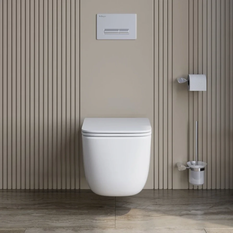 Унитаз подвесной BelBagno Luce BB076CH-TOR/SC безободковый, глянцевый белый, сиденье soft close