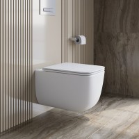 Унитаз подвесной BelBagno Luce BB076CH-TOR/SC безободковый, глянцевый белый, сиденье soft close