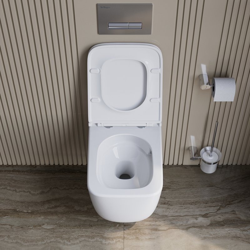 Унитаз подвесной BelBagno Luce BB076CH-TOR/SC безободковый, глянцевый белый, сиденье soft close