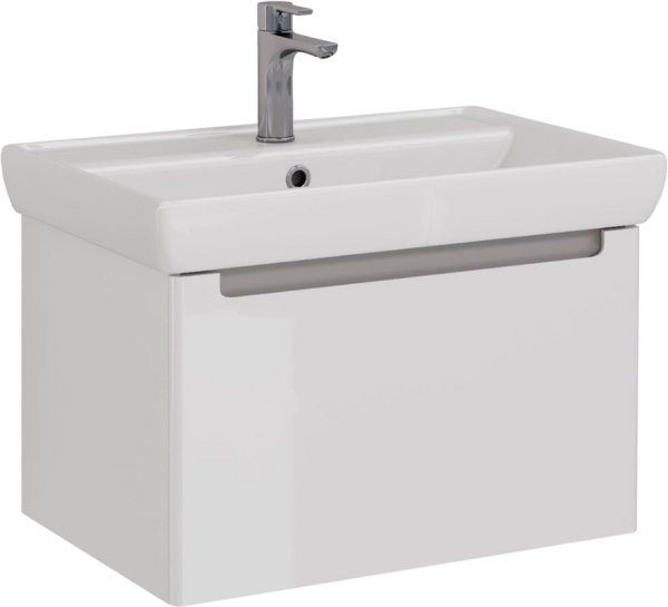 Тумба с раковиной Lemark Buno mini 70 белая глянцевая, 1 ящик