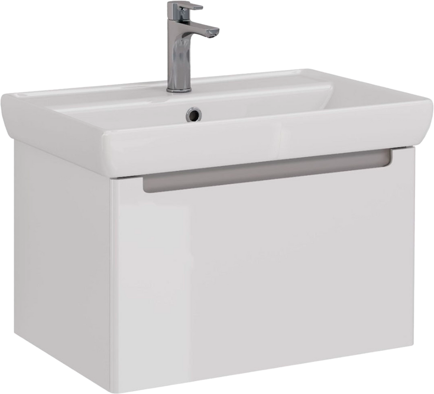 Тумба с раковиной Lemark Buno mini 70 белая глянцевая, 1 ящик