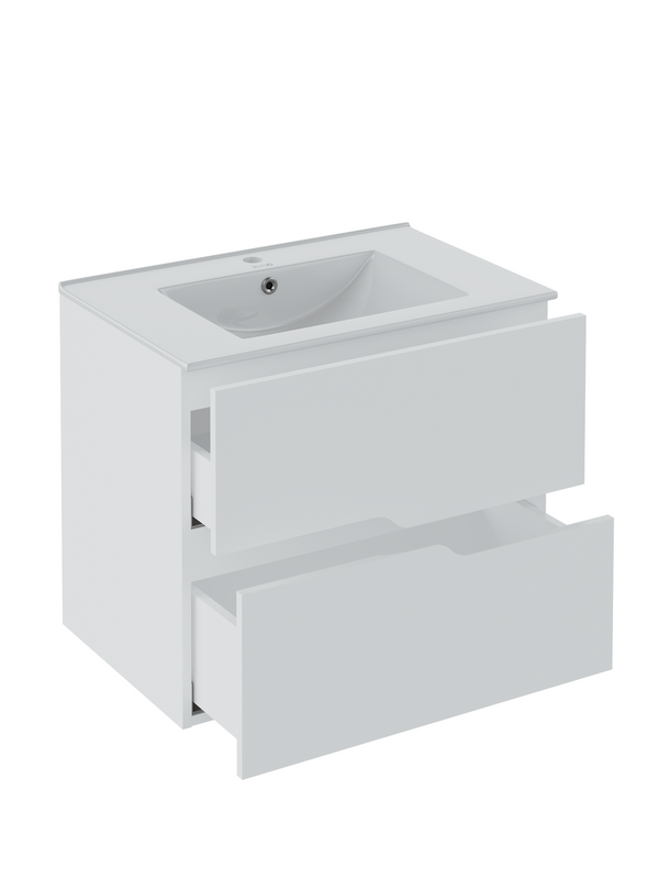 Тумба с раковиной Runo Палермо 70 подвесная, глянцевая белая