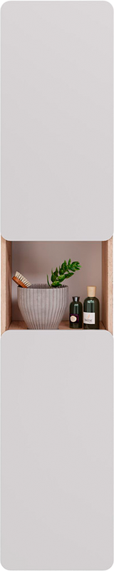 Шкаф пенал для ванной Lemark Olivia дуб кантри, белый глянцевый