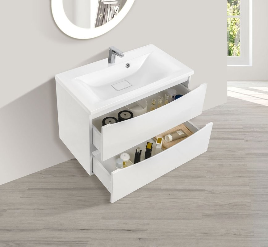 Мебель для ванной комнаты Vincea Mia 75 белая глянцевая