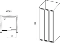 Душевая дверь в нишу Ravak Supernova ASDP3-90 Transparent, 200, профиль белый