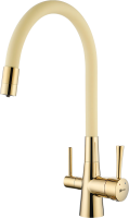 Комплект Мойка Lemark Imandra 840 9910032 бежевая + Смеситель Comfort LM3075G-Beige с гибким изливом, золото, бежевый