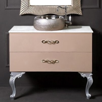 Тумба с раковиной Armadi Art NeoArt 100 капучино с ручками Wave хром, с ножками