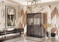 Душевой уголок Ambassador Benefit 19022204HBB-110HBB 150х110 см, профиль черный, стекло тонированное