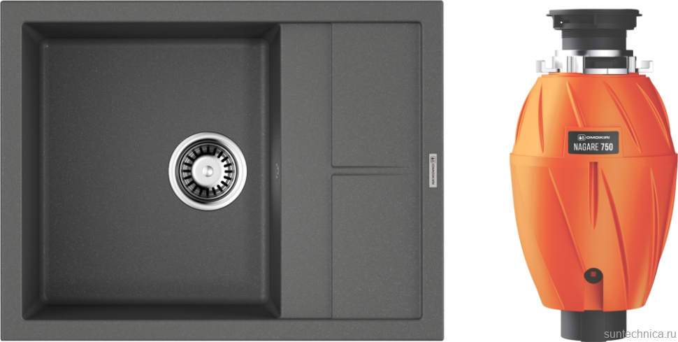 Комплект Мойка Omoikiri Sumi 65 платина + Измельчитель Nagare 750