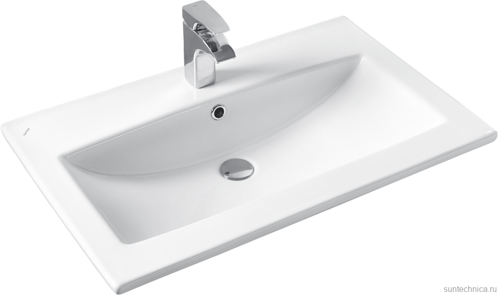 Тумба с раковиной AQUATON Бостон 75 дуб эврика, белая глянцевая, раковина Элина 75