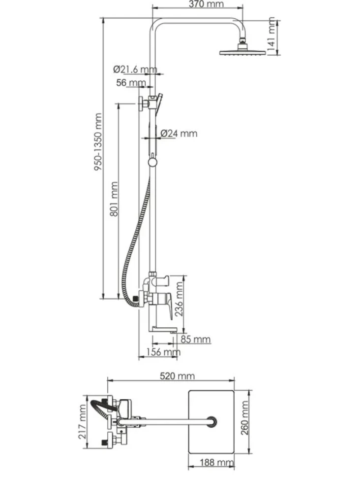 Душевая стойка Wasserkraft Aisch A15501