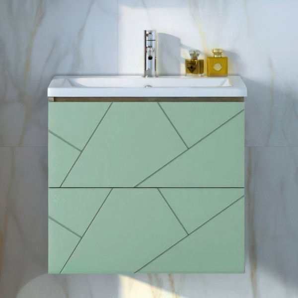 Тумба с раковиной Бриклаер Кристалл 60 фисташка, дуб гранж песочный