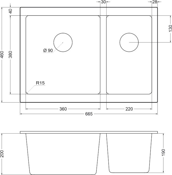 Мойка кухонная Emar Quartz EMQ-2665.PL Оникс
