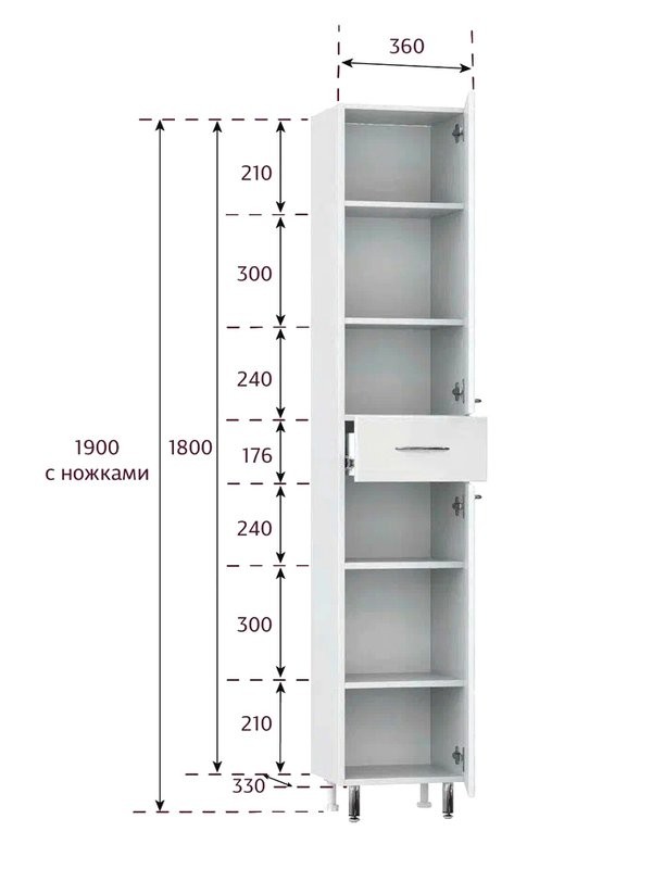 Шкаф-пенал для ванной Onika Модерн 36 белый