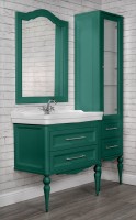 Тумба с раковиной ValenHouse Эстетика 80, зеленая, подвесная, ручки хром, раковина Модерн