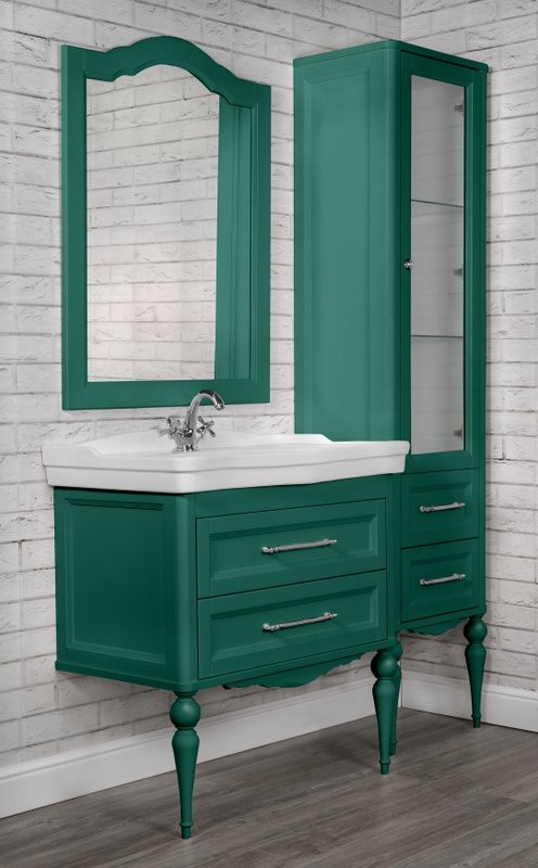 Тумба с раковиной ValenHouse Эстетика 80, зеленая, подвесная, ручки хром, раковина Модерн