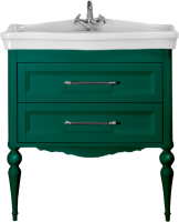 Тумба с раковиной ValenHouse Эстетика 80, зеленая, подвесная, ручки хром, раковина Модерн