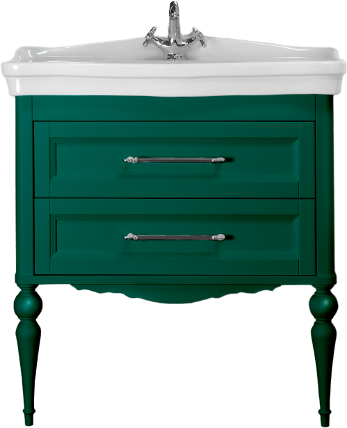 Тумба с раковиной ValenHouse Эстетика 80, зеленая, подвесная, ручки хром, раковина Модерн