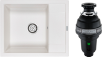 Комплект Мойка Paulmark Flugen 50-600 PM216050-WH белая + Измельчитель Bone Crusher BC 1000-AS